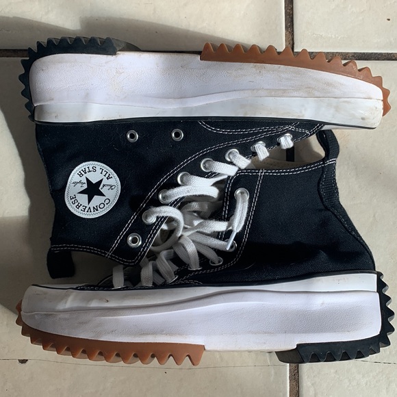 CONVERSE platform tennis shoe original black and white unisex 7 Men 8.5 women - Picture 4 of 5